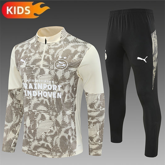 PSV Eindhoven Half-Pull Trainingspak 'Beige' 25/26 - KINDEREN