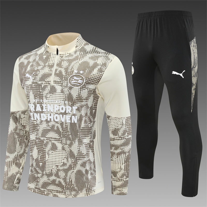 PSV Eindhoven Half-Pull Trainingspak 'Beige' 25/26 - VOLWASSENEN