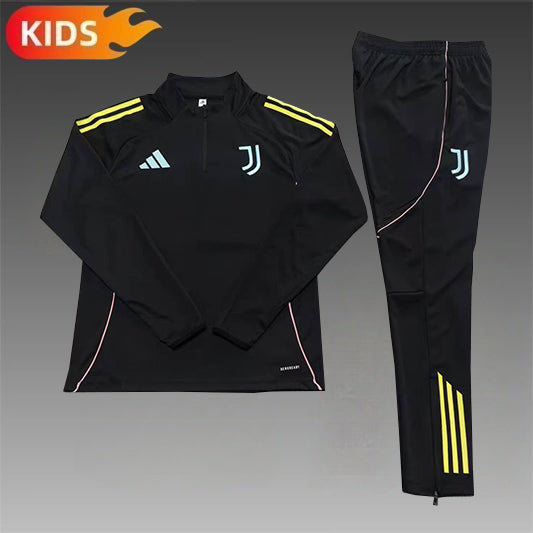 Juventus Half-Pull Trainingspak 'Zwart' 25/26 - KINDEREN