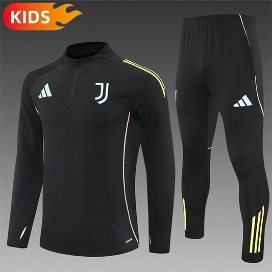 Juventus Half-Pull Trainingspak 'Zwart' 25/26 - KINDEREN