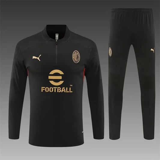 AC Milan Half-Pull Trainingspak 'Zwart' - VOLWASSENEN