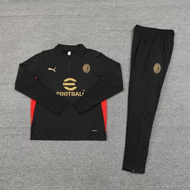 AC Milan Half-Pull Trainingspak 'Zwart' - KINDEREN