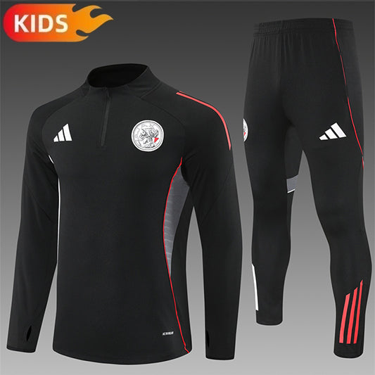 Ajax Half-Pull Trainingspak 'Zwart' 25/26 - KINDEREN