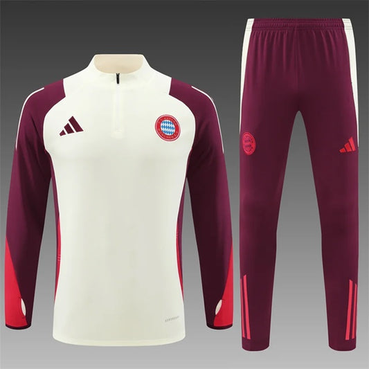 Bayern München Half-Pull Trainingspak 'Beige-Bordeaux' - VOLWASSENEN
