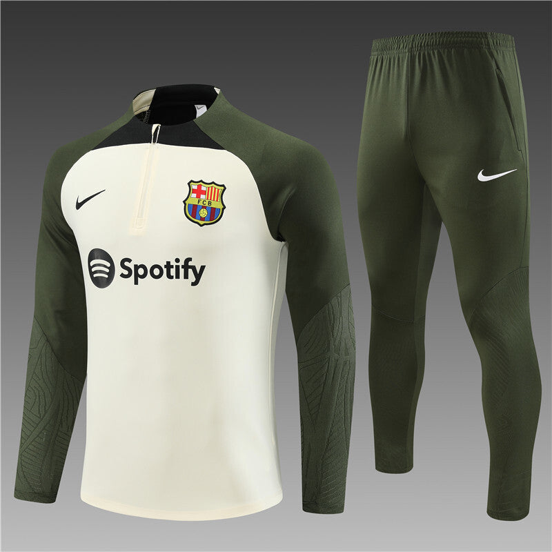 Barcelona Half-Pull Trainingspak 'Beige-Groen' 24/25 - VOLWASSENEN