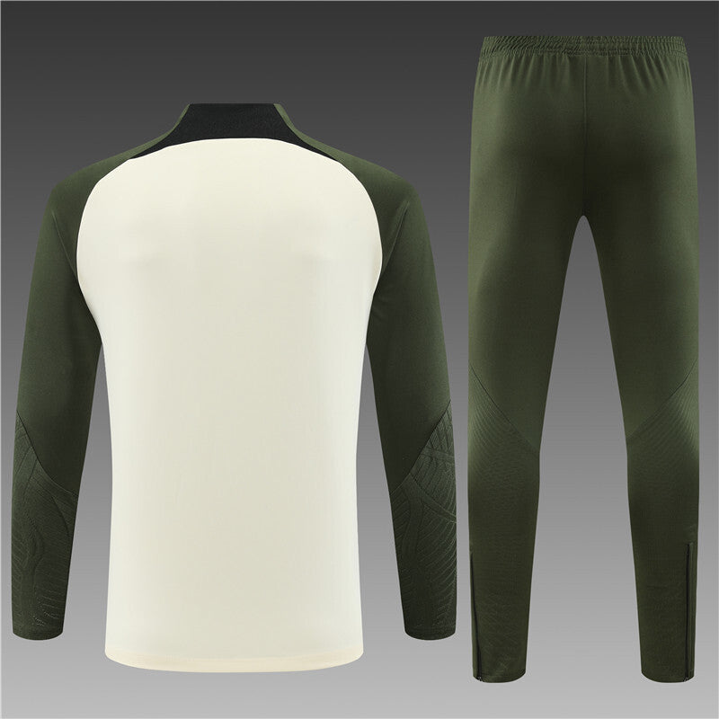 Barcelona Half-Pull Trainingspak 'Beige-Groen' 24/25 - KINDEREN