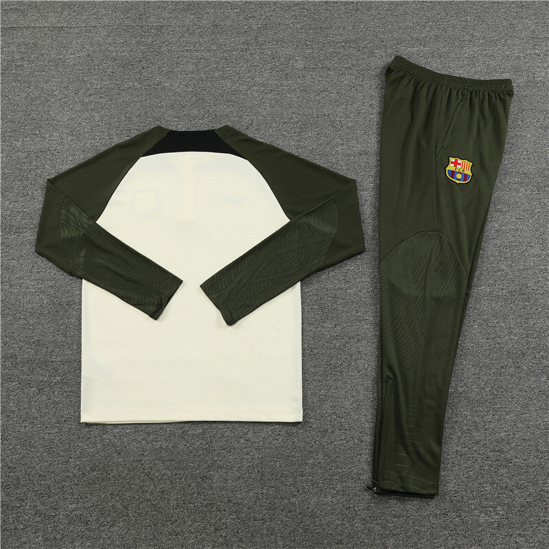 Barcelona Half-Pull Trainingspak 'Beige-Groen' 24/25 - KINDEREN