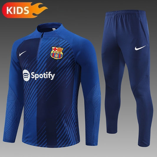 Barcelona Half-Pull Trainingspak 'Blauw' - KINDEREN