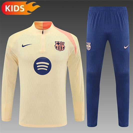 Barcelona Half-Pull Trainingspak 'Beige-Roze' 25/26 - KINDEREN