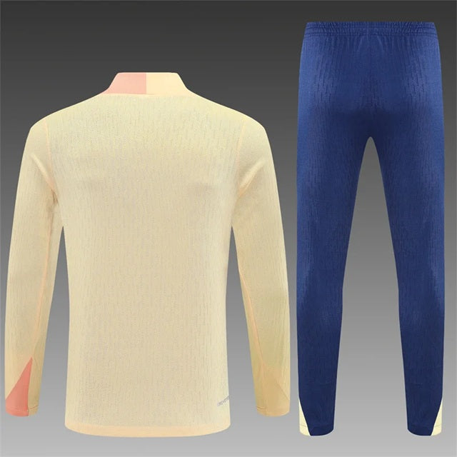Barcelona Half-Pull Trainingspak 'Beige-Roze' 25/26 - KINDEREN
