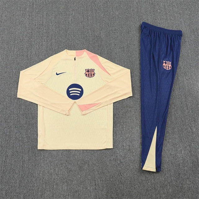 Barcelona Half-Pull Trainingspak 'Beige-Roze' 25/26 - KINDEREN