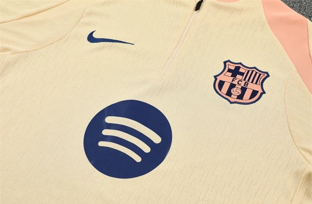Barcelona Half-Pull Trainingspak 'Beige-Roze' 25/26 - KINDEREN