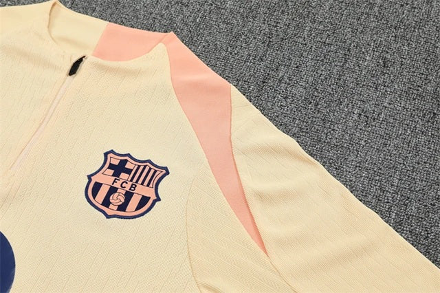 Barcelona Half-Pull Trainingspak 'Beige-Roze' 25/26 - KINDEREN