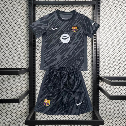 Barcelona Keeper Voetbalkit 'Zwart' 24/25 - KINDEREN