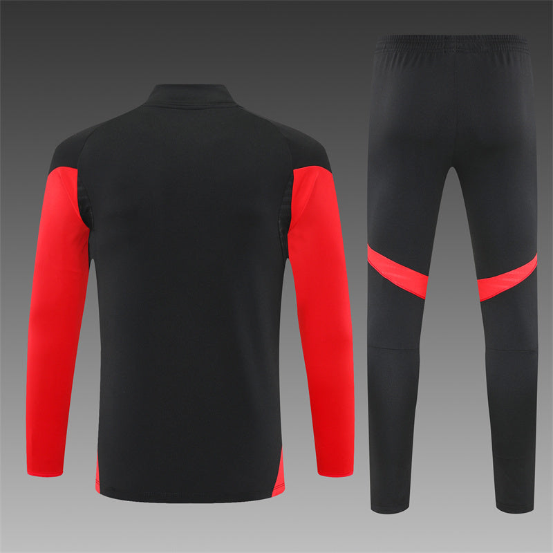 Bayern Munchen Half-Pull Trainingspak 'Zwart-Rood' 25/26 - KINDEREN