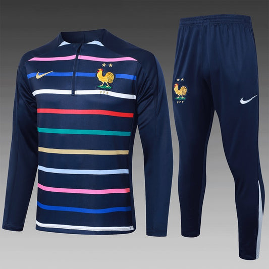 Frankrijk Half-Pull Trainingspak 'Blauw' - VOLWASSENEN