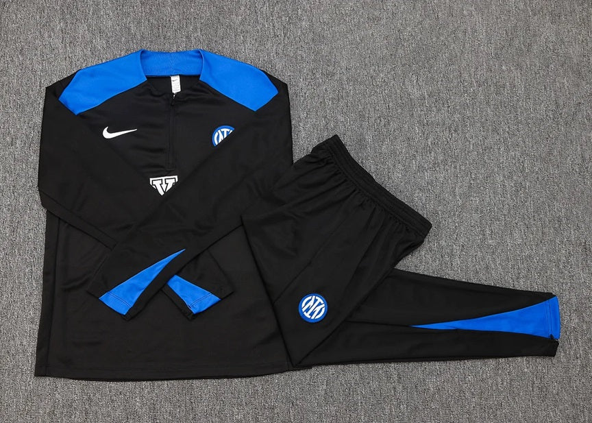 Inter Milan Half-Pull Trainingspak 'Zwart' - VOLWASSENEN