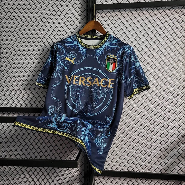 Italie Versace Edition Voetbalshirt 'Blauw' 2025 - VOLWASSENEN