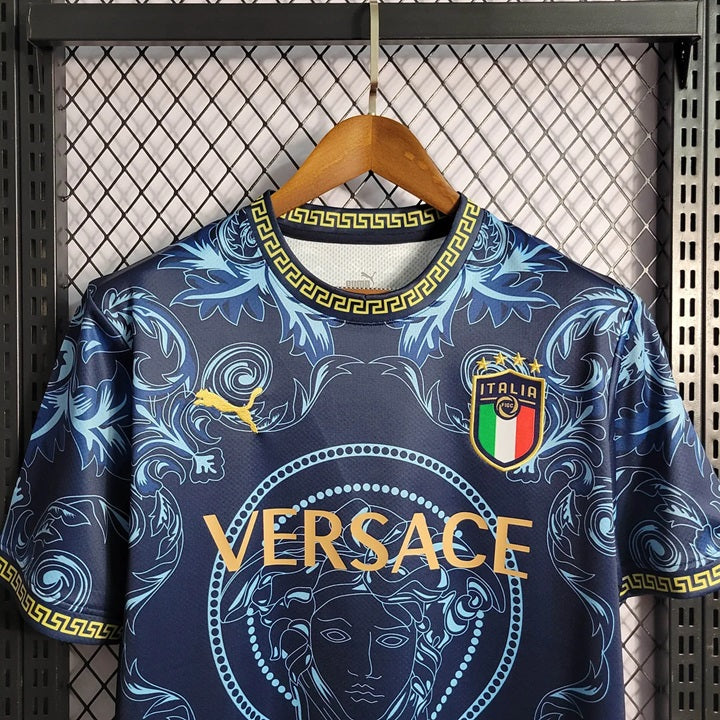 Italie Versace Edition Voetbalshirt 'Blauw' 2025 - VOLWASSENEN