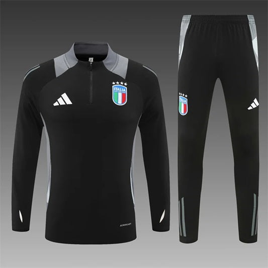 Italie Half-Pull Zip Trainingspak 'Zwart' - VOLWASSENEN