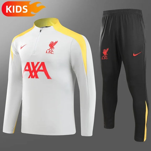 Liverpool Half-Pull Trainingspak 'Wit' - KINDEREN