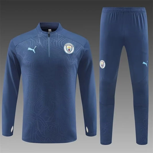 Manchester City Half-Pull Trainingspak 'Blauw Steelstamp' - VOLWASSENEN