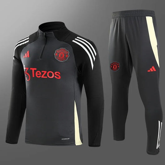 Manchester United Half-Pull Trainingspak 'Zwart/Grijs' - VOLWASSENEN