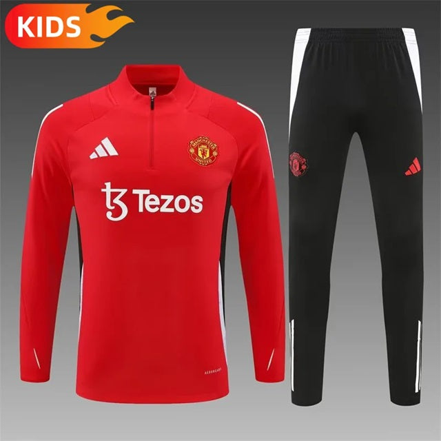 Manchester United Half-Pull Trainingspak 'Rood' - KINDEREN