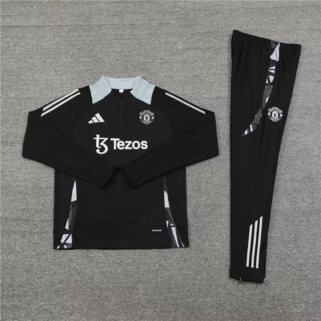 Manchester United Half-Pull Trainingspak 'Zwart/Wit' - KINDEREN