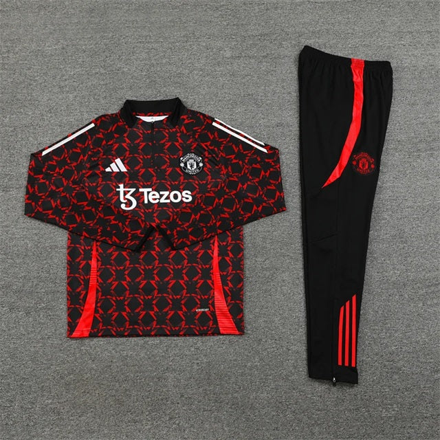 Manchester United Half-Pull Trainingspak 'Zwart/Rood' - KINDEREN