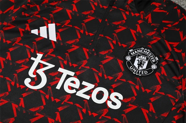 Manchester United Half-Pull Trainingspak 'Zwart/Rood' - KINDEREN