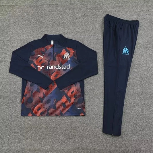 Olympique Marseille Half-Pull Trainingspak 'Blauw/Oranje' - KINDEREN