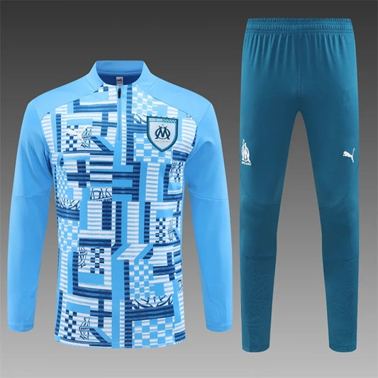 Olympique Marseille Half-Pull Trainingspak 'Lichtblauw' - VOLWASSENEN