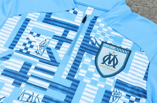 Olympique Marseille Half-Pull Trainingspak 'Lichtblauw' - KINDEREN