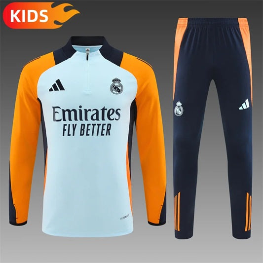 Real Madrid Half-Pull Trainingspak 'Blauw/Oranje' - KINDEREN