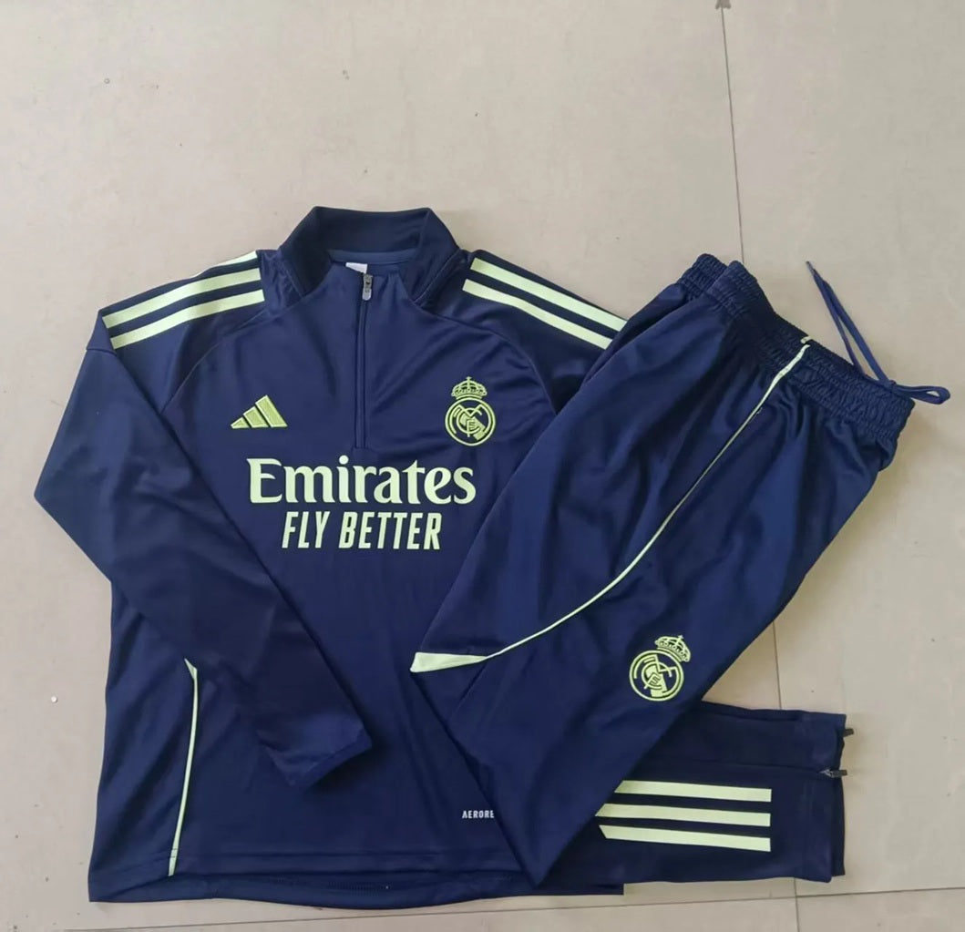 Real Madrid Half-Pull Trainingspak 'Blauw-Geel' - KINDEREN