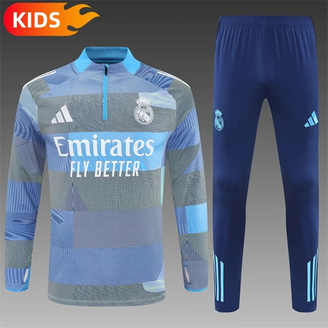 Real Madrid Half-Pull Trainingspak 'Blauw-Grijs' 25/26 - KINDEREN