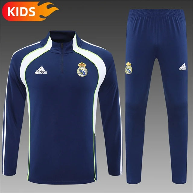 Real Madrid Half-Pull Trainingspak 'Blauw-Wit' 25/26 - KINDEREN
