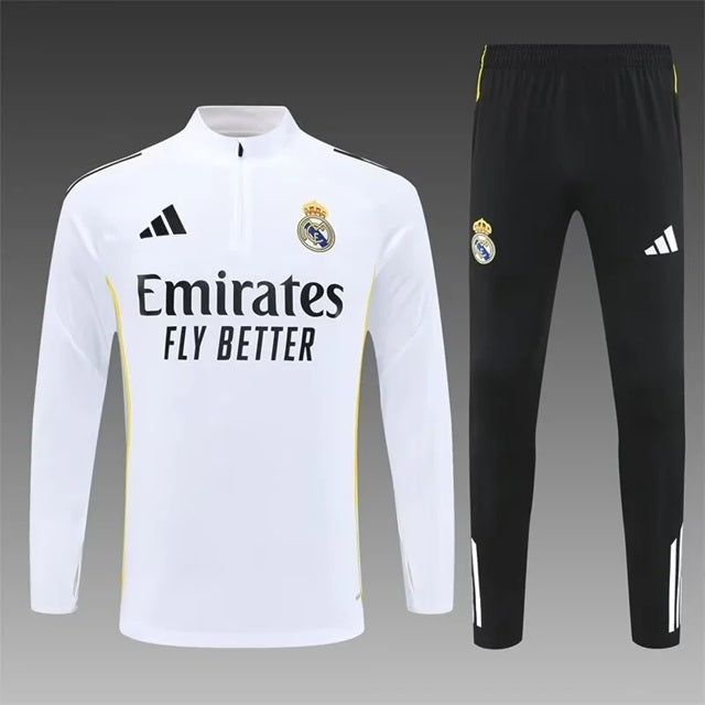 Real Madrid Half-Pull Trainingspak 'Wit-Zwart' 25/26 - VOLWASSENEN