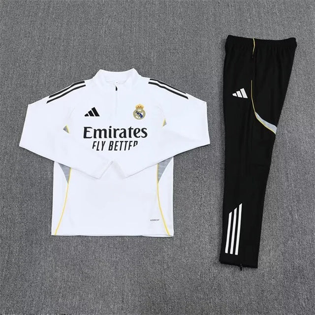 Real Madrid Half-Pull Trainingspak 'Wit-Zwart' 25/26 - VOLWASSENEN