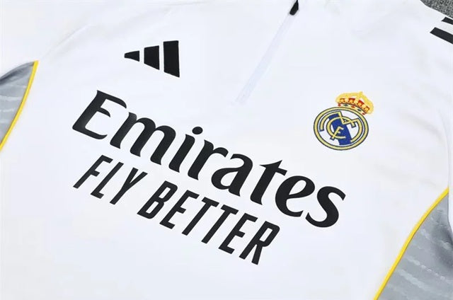 Real Madrid Half-Pull Trainingspak 'Wit-Zwart' 25/26 - VOLWASSENEN