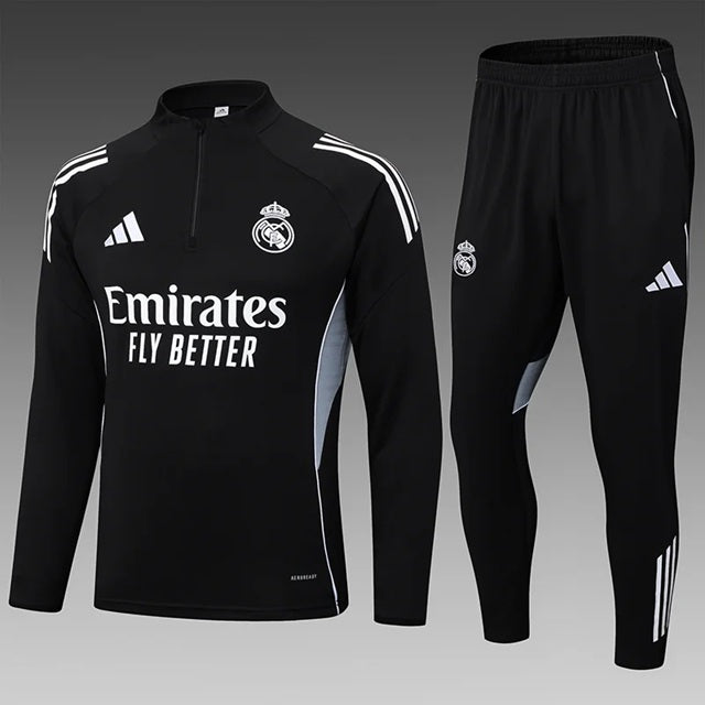 Real Madrid Half-Pull Trainingspak 'Zwart-Grijs' 25/26 - VOLWASSENEN