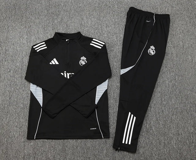Real Madrid Half-Pull Trainingspak 'Zwart-Grijs' 25/26 - KINDEREN