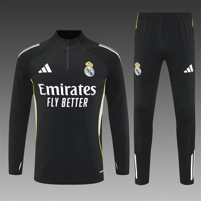 Real Madrid Half-Pull Trainingspak 'Zwart' 25/26 - VOLWASSENEN