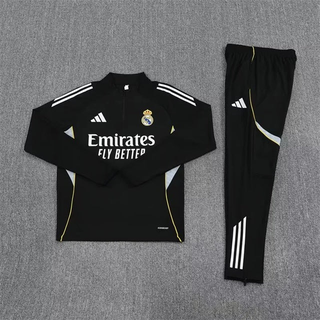 Real Madrid Half-Pull Trainingspak 'Zwart' 25/26 - VOLWASSENEN