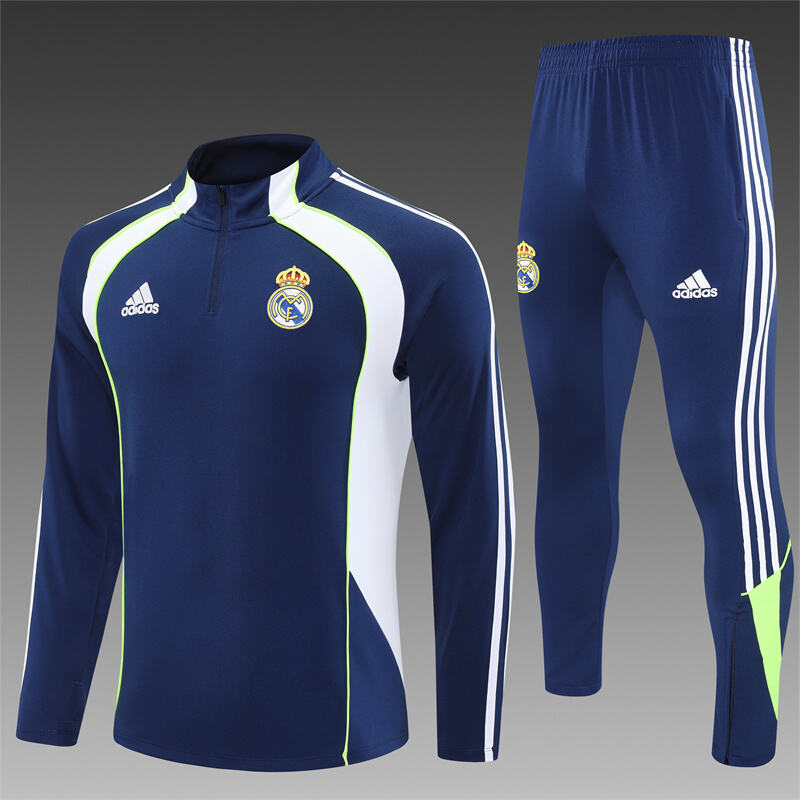 Real Madrid Half-Pull Trainingspak 'Blauw-Wit' 25/26 - VOLWASSENEN