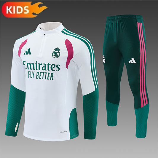 Real Madrid Half-Pull Trainingspak 'Wit-Groen' 26/27 - KINDEREN