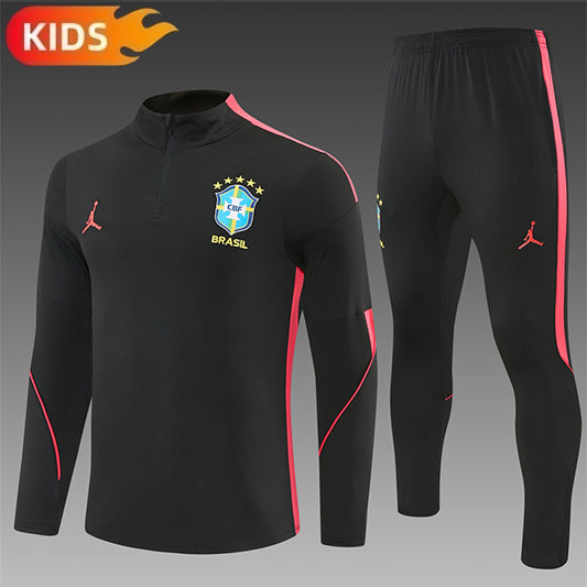 Brazilie Half-Pull Trainingspak 'Zwart-Rood' 2026 - KINDEREN