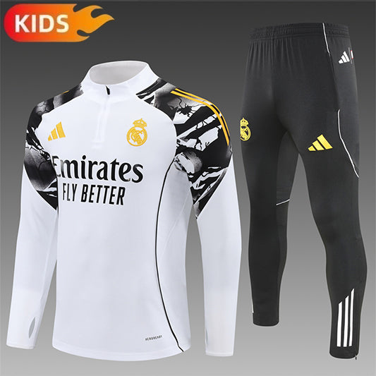 Real Madrid Half-Pull Trainingspak 'Wit-Goud' 26/27 - KINDEREN