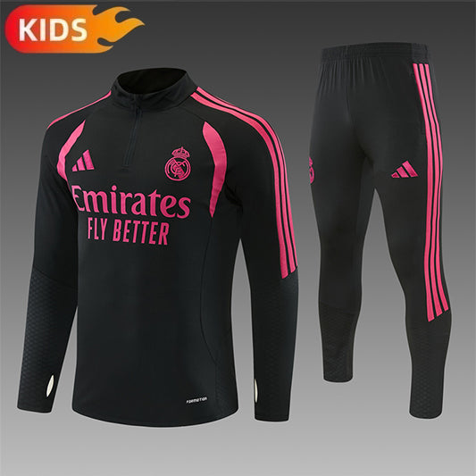 Real Madrid Half-Pull Trainingspak 'Zwart' 26/27 - KINDEREN